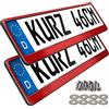 L & P Car Design 2 portatarga corta, 46 x 11 cm, 460 x 110 mm, portatarga (rosso lucido)