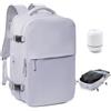 BOXSAM Zaino Sottovuoto Viaggio Con Pompa Zaino Easyjet 45x36x20 Aereo Bagaglio a Mano Zaini 15.6 Pollici Porta PC Casual Impermeabile Daypack Borsa da Cabina per Donna Uomo Viola