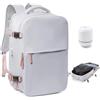 BOXSAM Zaino Sottovuoto Viaggio Con Pompa Zaino Easyjet 45x36x20 Aereo Bagaglio a Mano Zaini 15.6 Pollici Porta PC Casual Impermeabile Daypack Borsa da Cabina per Donna Uomo Grigio