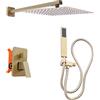 KANBCNG Set doccia a incasso in oro spazzolato, con soffione doccia e doccetta, termostato intelligente, regolazione della temperatura, fissaggio a parete, rubinetto, vasca da bagno, sistema doccia