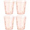 Koziol Superglas Club No. 1, 4 Pezzi, 250 ml, Bicchieri per Acqua in plastica Trasparente, lussuosi, infrangibili, riutilizzabili, Feste, Campeggio, Set da 4 (Quarzo Rosa Trasparente)