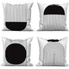 ASDCXZ Copricuscini Boho 40x40 cm Set da 4, Arte Astratta Moderna Sole Nero Bianco Copricuscini Decorativi per Divano Copricuscino Lavabile Poliestere Lino Tessile Copricuscino per Esterni