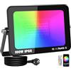 RIGIDON 100W Faretto LED RGB Smart, 10000LM Inteligente Proiettore Faro RGBW con controllato APP, Impermeabile luce di inondazione multicolore Interna ed Esterna per giardino palco partito
