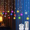 Qoosea LED Tenda Luci, 96LED 4.2M Tenda Luminosa a Fiocco di neve 8 Modalità Impermeabile, Luci Fatate per Natale, Matrimoni, Camera da Letto, Finestre, Giardino, Interno Decorazione, Mutilcolor