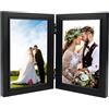 CAAGGMM Cornice Foto Doppia, 12,5 x 17,5 cm Cornice Foto Legno, Le Cornici Possono Contenere 2 Foto in una Cornice, Portafoto Pieghevole, Moderno Portafoto Pieghevole Decorativo(Nero)