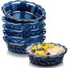 vicrays Teglia in ceramica per cottura - 14 cm piccoli piatti fondi rotondi da 14 cm, mini ciotole da portata, adatta al forno a microonde, per dessert, torta di mele, torta, pizza, set da 6, blu