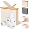 efluky 28L 2-in-1 Cestino per Carta Igienica con Coperchio, Cesto Portaoggetti in Bambù Stretto Cestino Bagno Porta Carta Igienica, Porta Rotolo Carta per 9-12 Rotoli di Carta Igienica, Beige