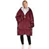 Catalonia Classy Felpa con Cappuccio Oversize con Cerniera, Coperta Sherpa Indossabile, Maglione Indossabile Caldo Super Morbido, Felpa Gigante Cuscino da Viaggio Maglione Uomo Donna, Vino
