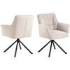 AC Design Furniture Elliot - Sedia per sala da pranzo con bracciolo, in tessuto beige, 4 stelle, struttura opaca, verniciata a polvere, in acciaio con funzione girevole, trapuntatura trasversale