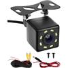 teasteam Telecamera di Retromarcia con Visione Notturna 8 LED per Auto, Posteriore Grandangolare 170°, Impermeabile IP68, 12V Universale Aiuto Parcheggio di Emergenza con Cavo per Automobile Camion SUV