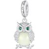 Qings Ciondolo Charm Animali Argento Sterling 925 che si Luminoso Illuminano al Buio con Pendenti Gatto Farfalla Tartaruga Ape Coccinella Gufo Falena Compatibile con Braccialetti e Collane Europei