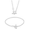 Tuscany Silver Set bracciale con cuore aperto e catena con chiusura a T da donna in argento sterling
