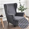 WJHDWYD 2-Pezzi Copripoltrona con Orecchie Elasticizzato, Tinta unita jacquard Addensare Strandmon Copridivano da 1 Posto con Fodera per Cuscino, Lavabile, per Soggiorno Camera(Antracite)