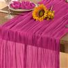 DeZerlor Runner da tavola estivo in garza rosa shocking velato fucsia formaggio, runner da tavola in garza bohémien, 300 cm, decorazioni estive per la tavola per matrimoni, baby shower, feste di