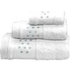 BGEUROPE Set di 3 asciugamani da bagno a pois con telo da bagno + asciugamano per il viso - bianco e blu