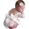 Blausky Costume per neonati, servizio fotografico, pagliaccetto backless in pizzo con fiocchi, abbigliamento per bambini, accessori per fotografia, colore bianco