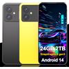 H&U&W Nuovissimo smartphone 2025 da 7,3 pollici versione globale 24G + 2TB telefono cellulare Snapdragon 8 gen3 Android14 50 + 108MP 4G/5G cellulare - Gold 12GB 512GB