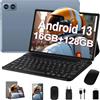 Dghrti 2025 Newest Tablet 10 Pollici Android 13 16GB RAM+128GB ROM(1TB TF) UFS Ad Alta Velocità, 8-Core 2.0GHz, WiFi 5G,BT 5.0, GPS, 13+5MP, Batteria 8000mAh, con Custodia, Gray