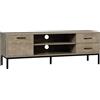 HOMCOM Meuble TV meuble télé fino a 50 pollici armadio, 2 cassetti e 2 nicchie - 2 passacavi - 132 x 39 x 45,5 cm grigio nero