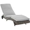 Outsunny Lettino da Giardino in Polyrattan con Cuscino Schienale Regolabile in 5 Posizioni Lettino da Giardino in Rattan Mobili da Giardino Forma a S in Metallo Grigio 207 x 70 x 70 cm