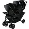 Graco - Stadium Duo passeggino gemellare maneggevole, dalla nascita fino a 3 anni circa (max. 15 kg), colore Black&Grey, compatibile con seggiolini auto i-Size SnugEssentials o SnugRide i-Size