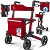 KESSER Leggero deambulatore pieghevole Girello ultraleggero con 4 ruote Premium in alluminio Rollator Set Peso massimo sopportato: 136 Kg