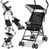 KIDIZ® Passeggino per bambini, pieghevole, pieghevole, 360°, ruote da 4", con parasole, pieghevole, cintura di sicurezza a 5 punti dai 6 mesi, colore nero