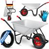 MASKO® Carriola da costruzione Carriola da giardino 100 litri 250 kg Pneumatici con cerchio in acciaio + tubo di ricambio Tubo per carriola, telaio in acciaio zincato Carriola da giardino