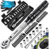 Masko® Set di Chiavi Dinamometriche 45 pezzi per Auto, Bici e Moto 1/4 di pollice 5-25Nm incl. Guanti, Presa magnetica per Candela Prese con asta di Prolunga 100mm +/- 4% di tolleranza