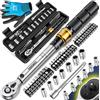 Masko® Set di Chiavi Dinamometriche 45 pezzi per Auto, Bici e Moto 1/4 di pollice 5-25Nm incl. Guanti, Presa magnetica per Candela Prese con asta di Prolunga 100mm +/- 4% di tolleranza