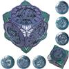 Luazuri DND Spinner Dice - Set di dadi 7 in 1 in metallo con drago 3D | Design unico per dungeons & Dragons RPG Polyedder Dadi per giocatori D&D e DM (verde viola)
