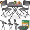 KESSER® Set da bistrò, 3 pezzi, tavolo da balcone con 2 sedie, resistente alle intemperie e ai raggi UV, set da balcone pieghevole, in acciaio rivestito e effetto rattan, set di mobili da giardino con
