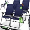 KESSER® Set di 4 sedie da Giardino, Sedia Pieghevole in Alluminio con Schienale Alto Regolabile in 7 direzioni con braccioli, Sedia da Balcone, Sedia da Campeggio Pieghevole Traspirante