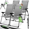 KESSER® Set di 4 sedie da Giardino, Sedia Pieghevole in Alluminio con Schienale Alto Regolabile in 7 direzioni con braccioli, Sedia da Balcone, Sedia da Campeggio Pieghevole Traspirante