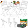 KESSER® Set da bistrò, 3 pezzi, tavolo da balcone con 2 sedie, resistente alle intemperie e ai raggi UV, set da balcone pieghevole, in acciaio rivestito e effetto legno, set di mobili da giardino con