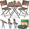 KESSER® Set da bistrò, 3 pezzi, tavolo da balcone con 2 sedie, resistente alle intemperie e ai raggi UV, set da balcone pieghevole, in acciaio rivestito e effetto rattan, set di mobili da giardino con