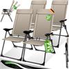 KESSER® Set di 4 sedie da giardino con schienale alto, in alluminio, regolabili in 7 posizioni, con braccioli, traspiranti, pieghevoli, da campeggio, da giardino, terrazza, tortora