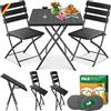 KESSER® Set da bistrò, 3 pezzi, tavolo da balcone con 2 sedie, resistente alle intemperie e ai raggi UV, set da balcone pieghevole, in acciaio rivestito e effetto legno, set di mobili da giardino con