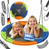KESSER® Altalena a nido d'uccello, diametro 100 cm, carico massimo 300 kg, con cuscino e 4 maniglie regolabili, per bambini e adulti, multicolore