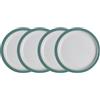 Denby - Set di 4 piatti piani Elements verde felce - Lavabile in lavastoviglie microonde stoviglie 26,5 cm - Verde, bianco ceramica gres - Piatti grandi resistenti a scheggiature e crepe