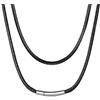 ChainsHouse Uomo Donna Collana in Corda di Cera Intrecciata Impermeabile Nero/marrone 2 / 3mm Larghezza 16-30 Collana in Pelle Fai-da-te Per Pendente con Fermaglio in Acciaio Inossidabile