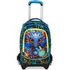 SJ GANG STYLE JAM GANG Trolley Scuola Jack 3 Ruote Led Look, Blu, 3 in 1, Zaino Triplo Uso con Carrello Sganciabile, 33 L, Zaino Scuola Elementare, Zaino Bambino