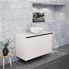 Inda Mobile bagno 100 cm Bianco lucido con 2 ante e lavabo in appoggio - Zaffiro