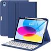 MoKo Custodia con Tastiera per iPad (A16) 11a Generazione 11 Pollici 2025, iPad 10a Generazione 10,9 Pollici con Supporto per Matita, Tastiera Bluetooth Staccabile Multi-Angolo, Blu Marino