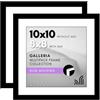 Americanflat 10x10 Picture Frame with Polished Plexiglass - Set of 2 - Use as 8x8 Frame with Mat or 10x10 Frame Without Mat - Galleria Collection - Gallery Frames for Tabletop and Wall Display - Black