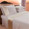 PETTI Artigiani Italiani - Set Lenzuola Letto Matrimoniale con Doppia Balza in Raso 4 Pezzi 180x200 Lenzuola in Percalle di Cotone - Lenzuolo con Angoli, Lenzuolo sopra e 2 Federe, Panna