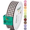 Halbach Seidenbänder Premium Vichy Karo - Nastro a quadri (marrone), larghezza 25 mm, lunghezza 25 m, prodotto in Germania, nastro a quadretti in diversi colori