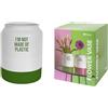Fisura - Vaso Decorativo Moderno Plastic. Vaso per Fiori con Messaggio. Vaso in Ceramica Bianco e Verde. Vaso Originale. 14,9 centimetri x 14,5 centimetri