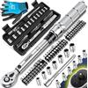 Masko® Set di Chiavi Dinamometriche 45 pezzi per Auto, Bici e Moto 1/4 di pollice 5-25Nm incl. Guanti, Presa magnetica per Candela Prese con asta di Prolunga 100mm +/- 4% di tolleranza