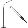 BAKAJI Lampada Piantana da terra a LED ad Alta Luminosità 7W 400 Lumen Luce Bianco 5500K Dimmerabile Luminosità 4 Livelli Accensione Gestione Touch Design Moderno 165cm in Metallo (Nero)